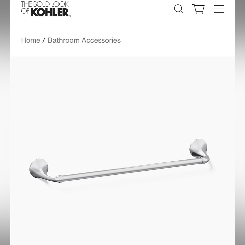 NIB Kohler elliston Silver Towel Bar